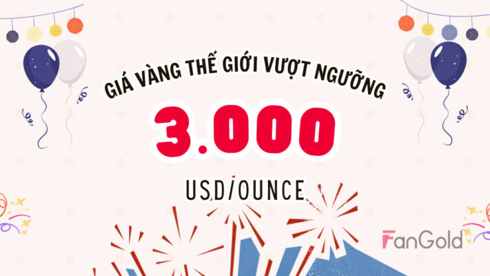 Vàng thế giới vượt ngưỡng 3000 USD giữa lo ngại về thuế quan