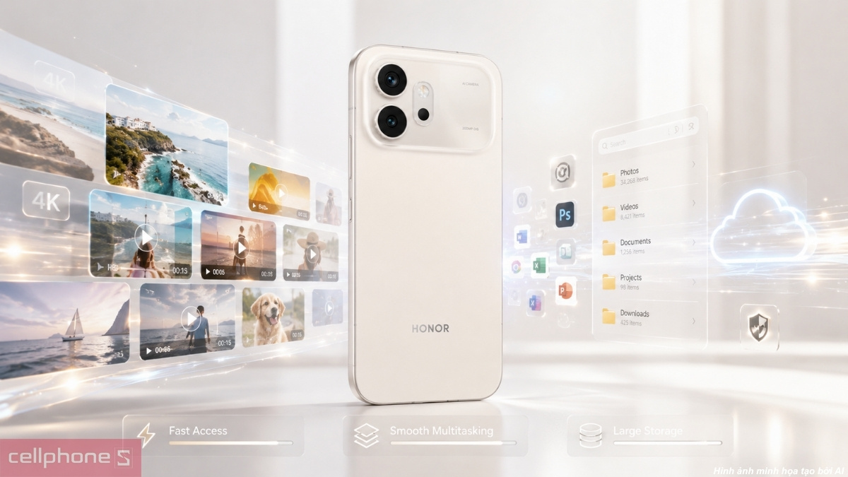 Không gian lưu trữ hình ảnh và dữ liệu cực lớn của điện thoại HONOR 600 màu trắng