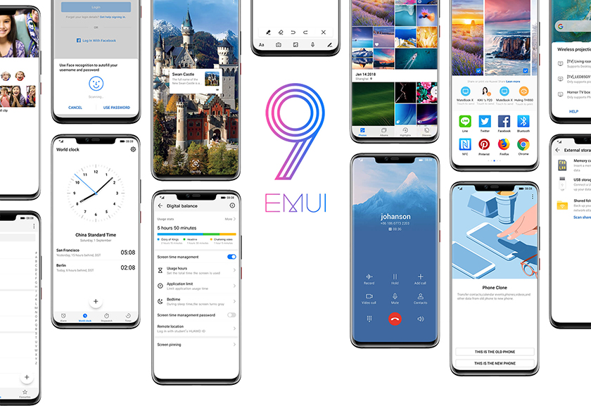 gao diện người dùng EMUI 9.0 trên hệ điều hành android pie