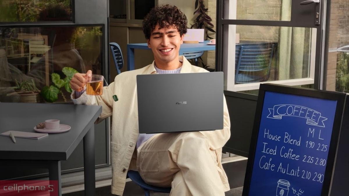 Thiết kế vỏ nhôm xám Matte Gray của laptop ASUS Vivobook S16 S5608QA-MB354W