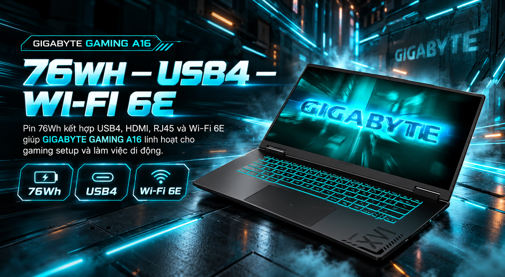 Laptop Gigabyte Gaming A16 GA63H-3VHK3VN893SH