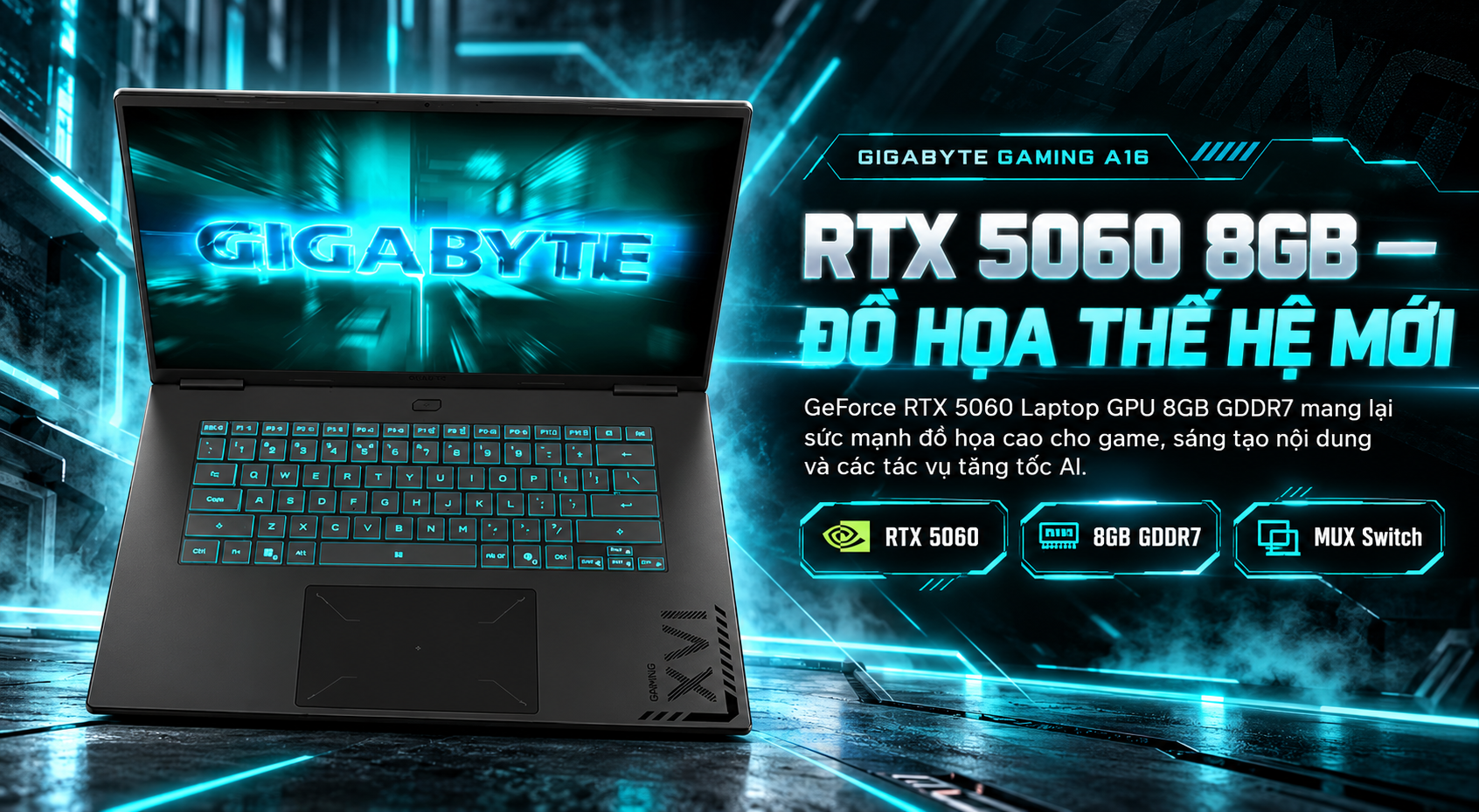 Laptop Gigabyte Gaming A16 GA63H-3VHK3VN893SH