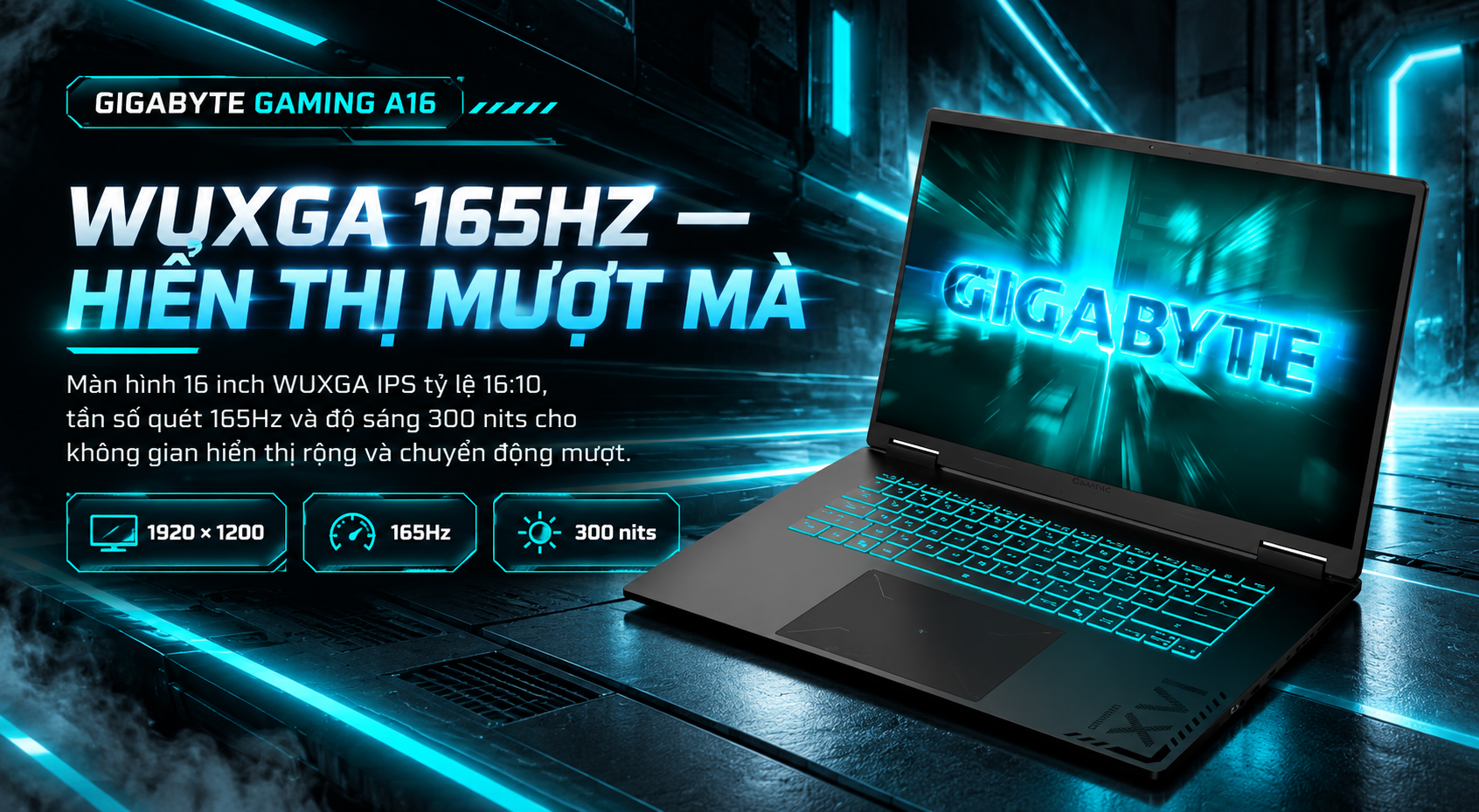 Laptop Gigabyte Gaming A16 GA63H-3VHK3VN893SH