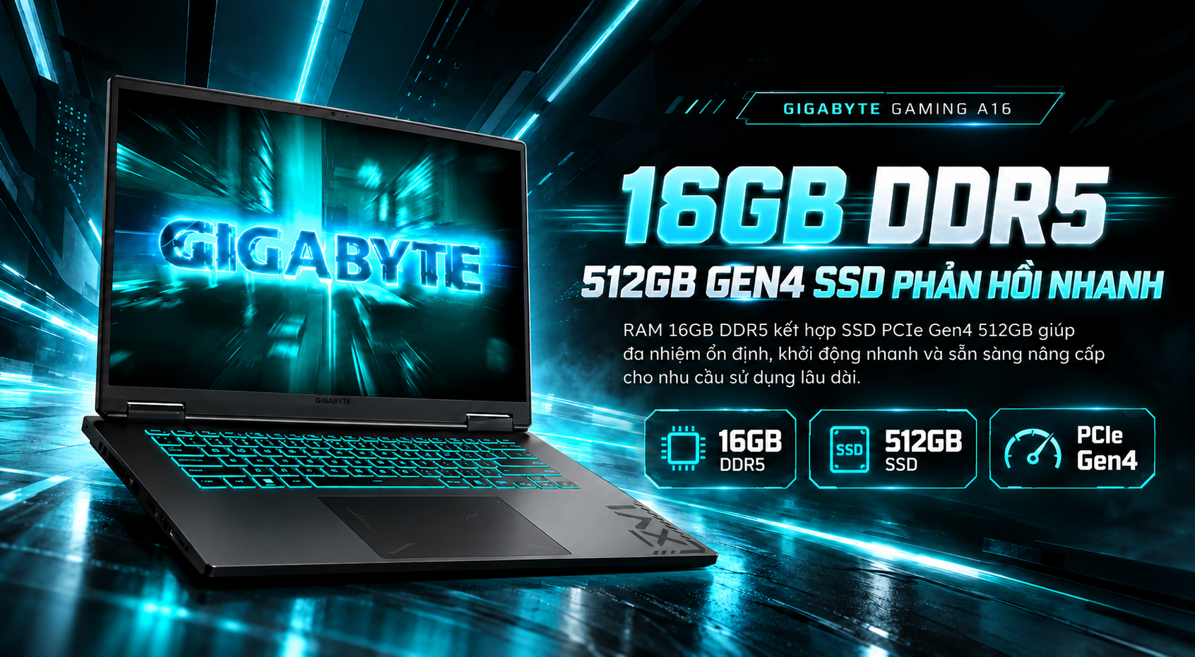 Laptop Gigabyte Gaming A16 GA6EH-EVHS3VN893SH