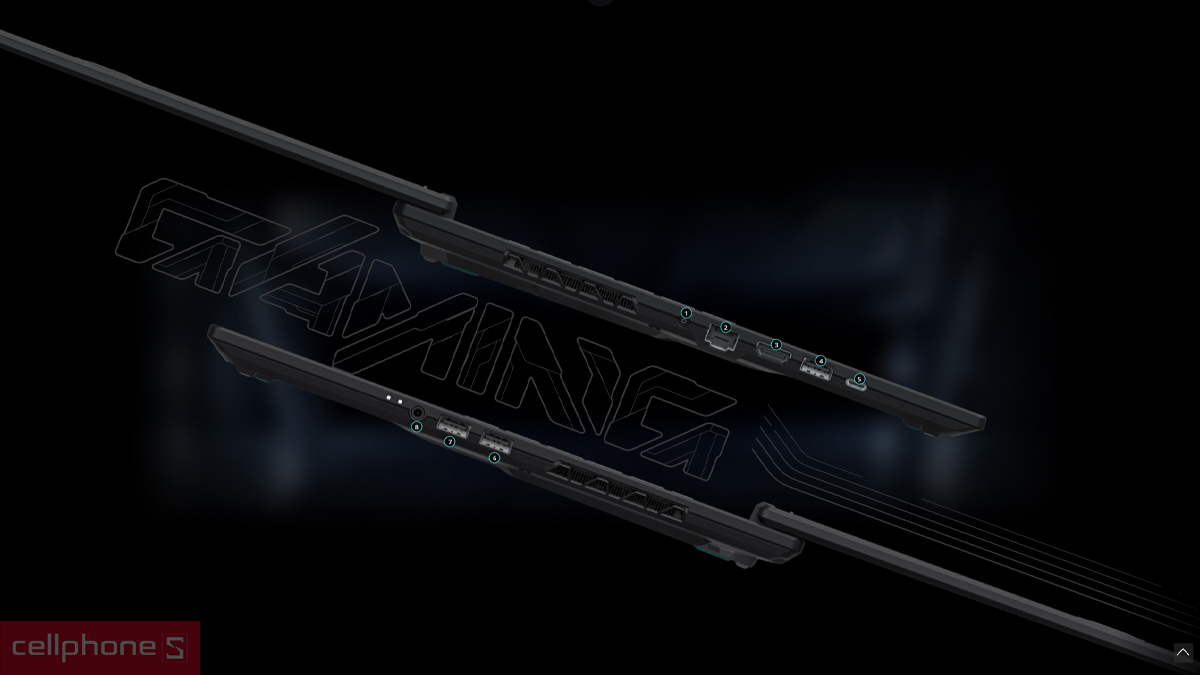 Pin, cổng kết nối của laptop Gigabyte Gaming A16 GA6H-CMHI2VN893SH