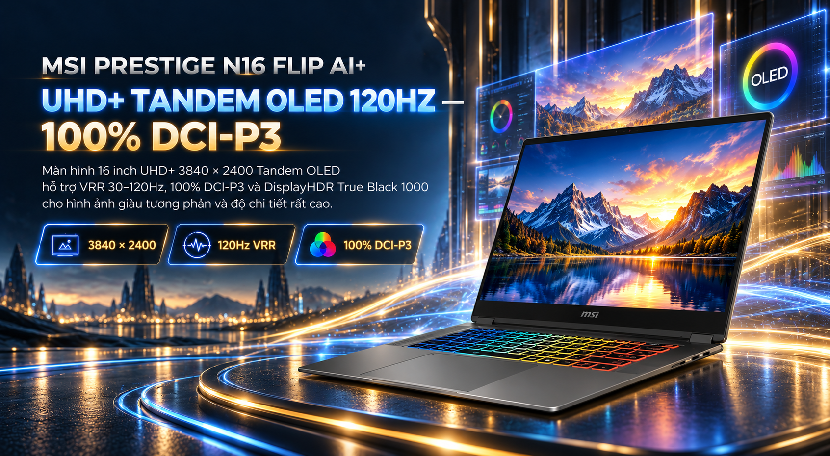 Laptop MSI Prestige N16 Flip AI+ C1XMT-016VN