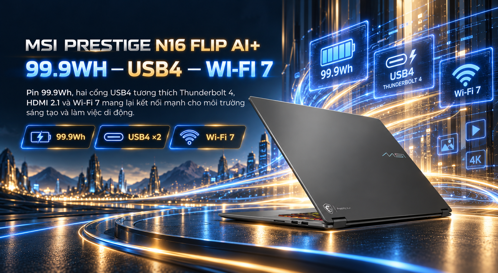 Laptop MSI Prestige N16 Flip AI+ C1XMT-016VN