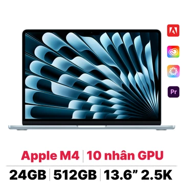 MacBook Air M4 13 inch 2025 10CPU 10GPU 24GB 512GB Sạc 70W | Chính hãng Apple Việt Nam - Tín Nguyễn Luxury