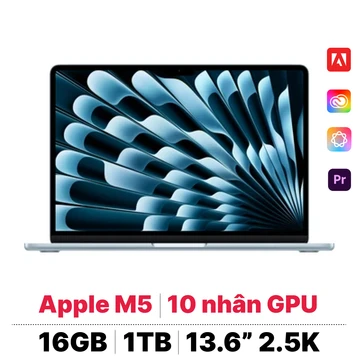MacBook Air M5 13 inch 2026 10CPU 10GPU 16GB 1TB Sạc 70W | Chính hãng Apple Việt Nam - Tín Nguyễn Luxury