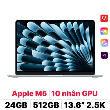 MacBook Air M5 13 inch 2026 10CPU 10GPU 24GB 512GB Sạc 70W | Chính hãng Apple Việt Nam - Tín Nguyễn Luxury