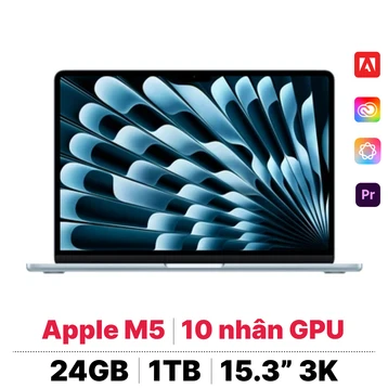 MacBook Air M5 15 inch 2026 10CPU 10GPU 24GB 1TB Sạc 70W | Chính hãng Apple Việt Nam - Tín Nguyễn Luxury