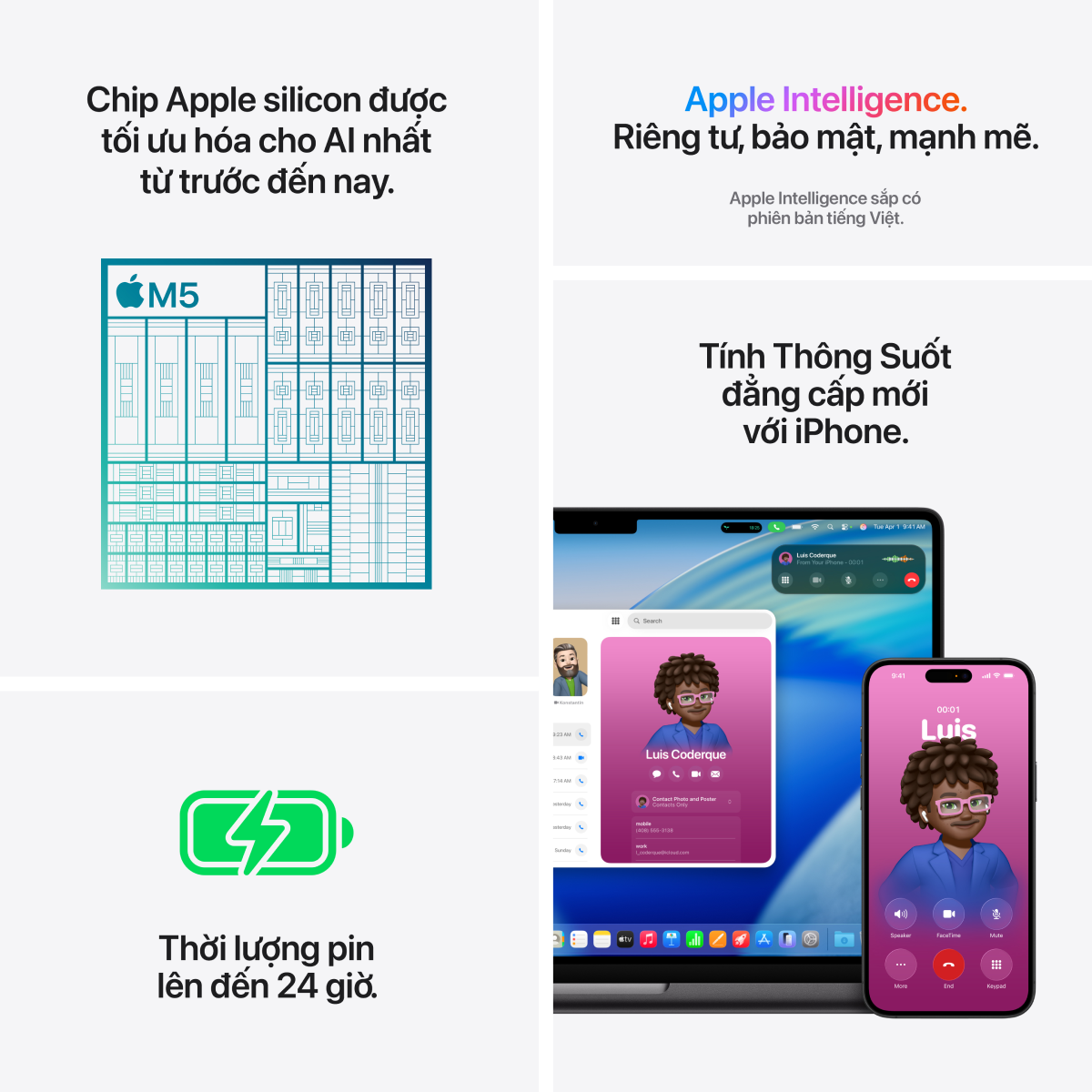 MacBook Pro 14 M5 10CPU 10GPU 16GB 1TB Sạc 96W | Chính hãng Apple Việt Nam
