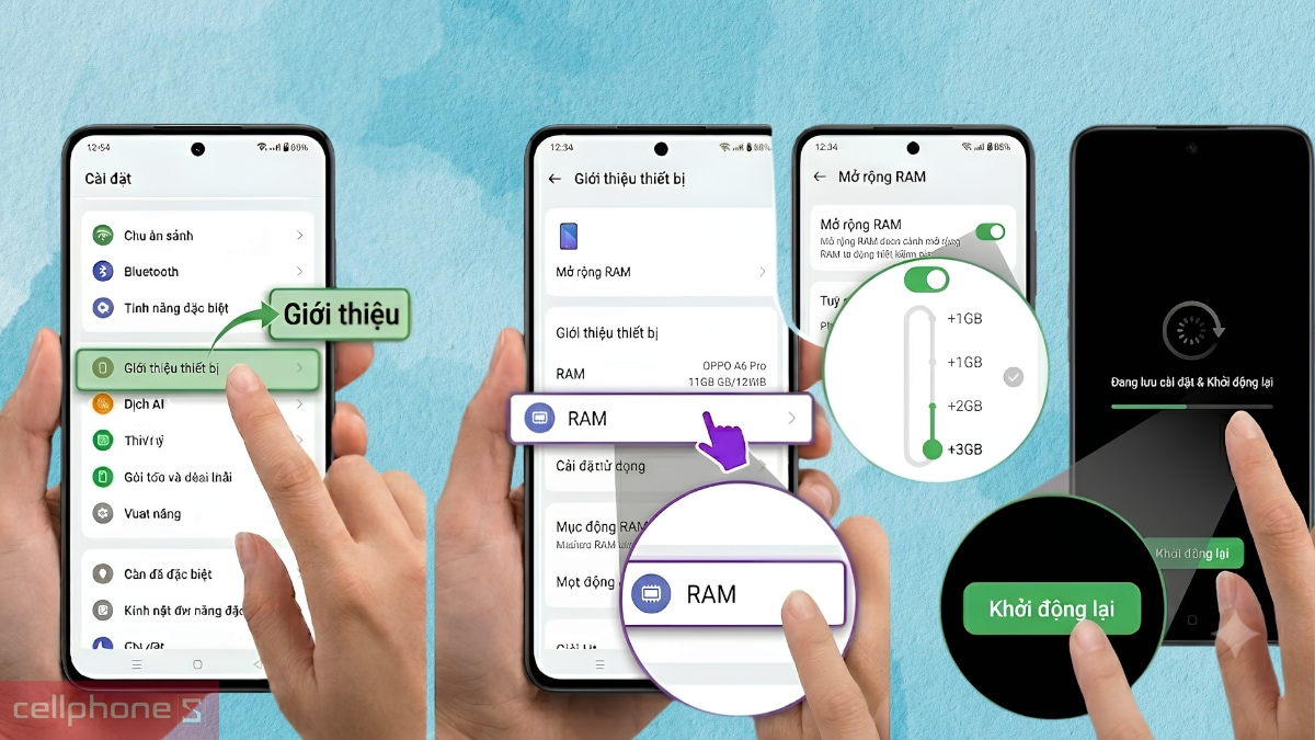 Cách mở rộng thêm RAM ảo từ bộ nhớ trong trên OPPO A6 Pro