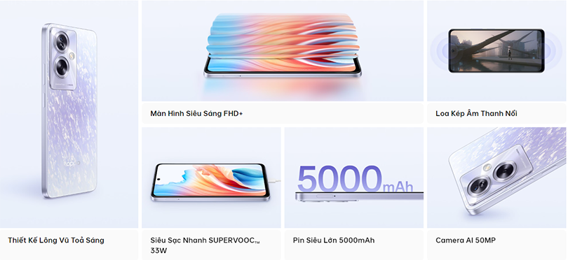 màn hình OPPO A79 hiển thị lớn với màn hình LCD 6.72 inch