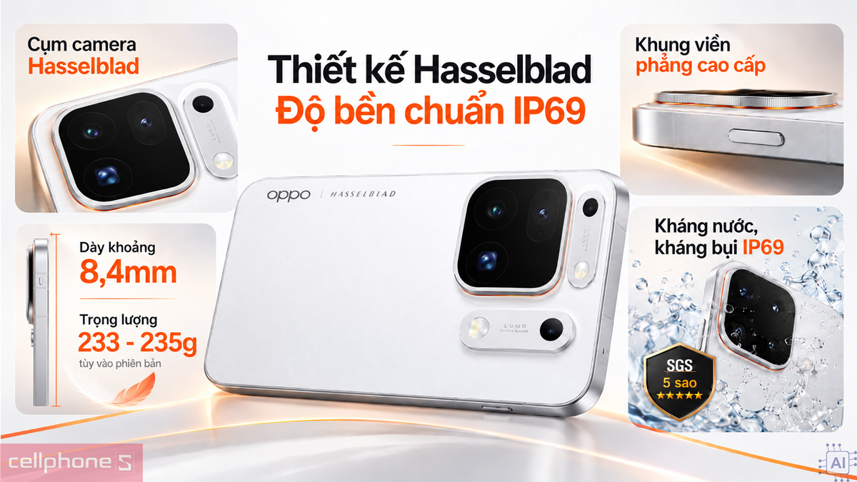Mặt lưng OPPO Find X10 Pro Max màu Trắng Ánh Trăng, cụm camera Hasselblad, dày 8.4 mm
