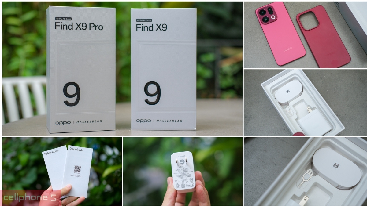 Mở hộp OPPO Find X9 chính hãng cùng ốp lưng, củ sạc, cáp và sách hướng dẫn đi kèm