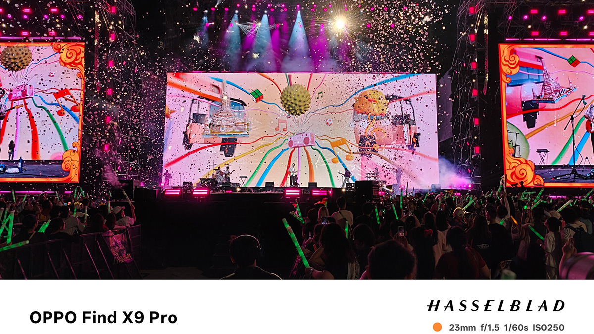 Ảnh chụp concert thực tế bằng camera Hasselblad OPPO Find X9 Pro 23mm f/1.5 đêm rực rỡ, sắc nét ấn tượng