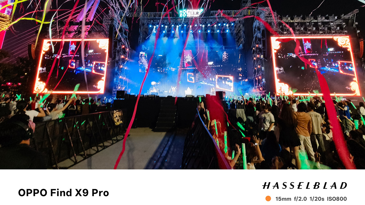 Ảnh chụp lễ hội đêm thực tế bằng camera Hasselblad OPPO Find X9 Pro 15mm góc siêu rộng, ánh sáng đêm lung linh sắc nét