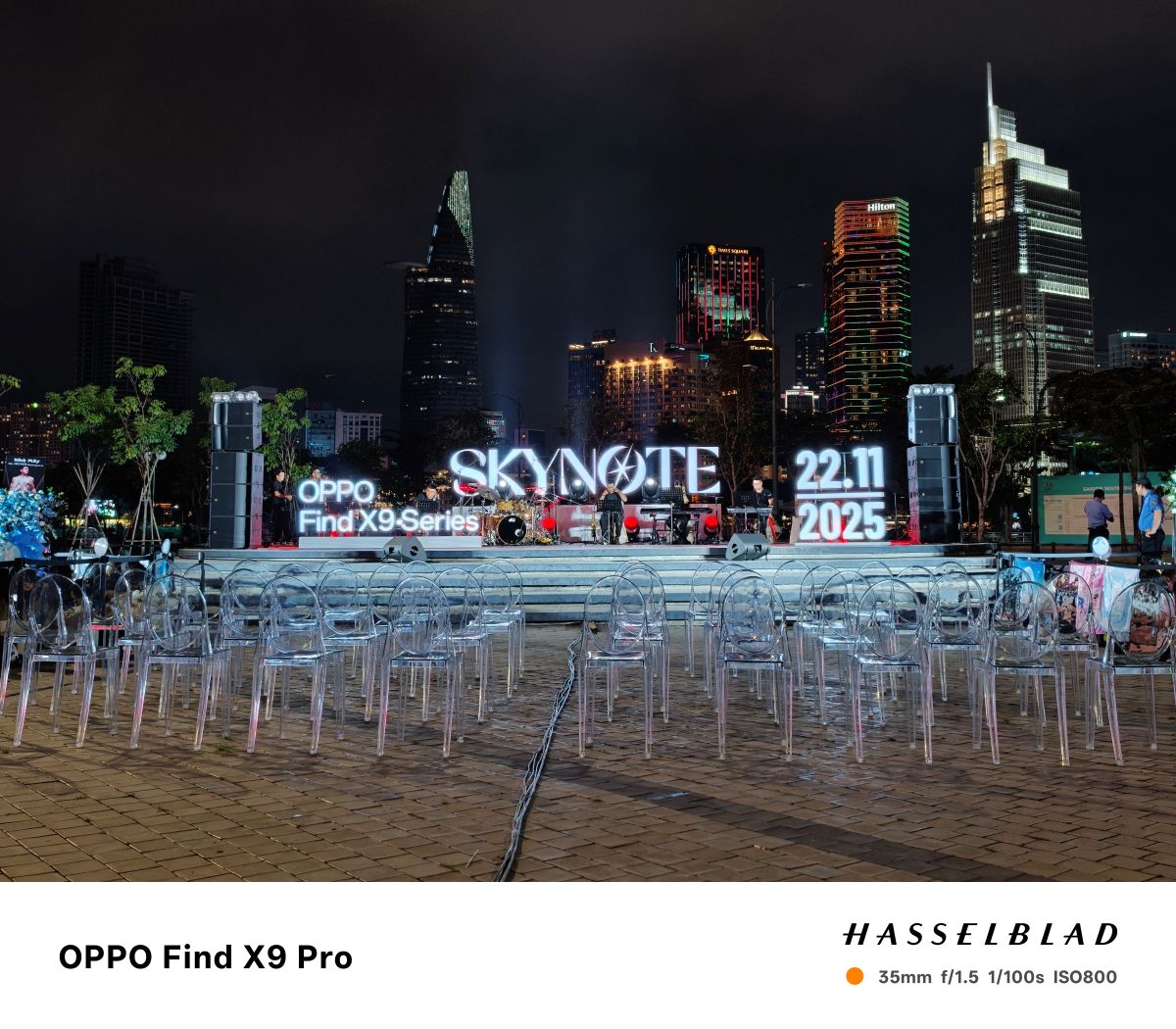 Ảnh chụp đêm thực tế bằng camera Hasselblad OPPO Find X9 Pro 35mm sự kiện ngoài trời sáng rõ, ít nhiễu