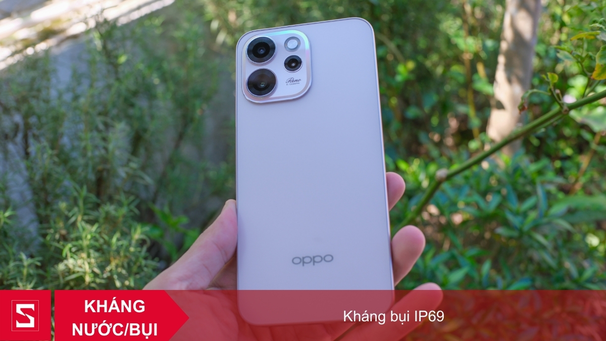 OPPO Reno15 F 5G được trang bị công nghệ IP69 cao cấp, hỗ trợ kháng nước và bụi vượt trội