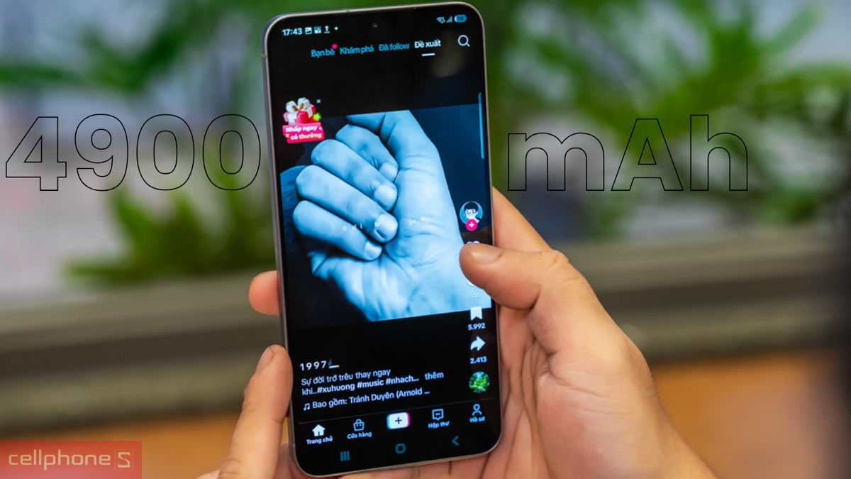 Samsung S25 Plus được trang bị viên pin dung lượng 4900mAh