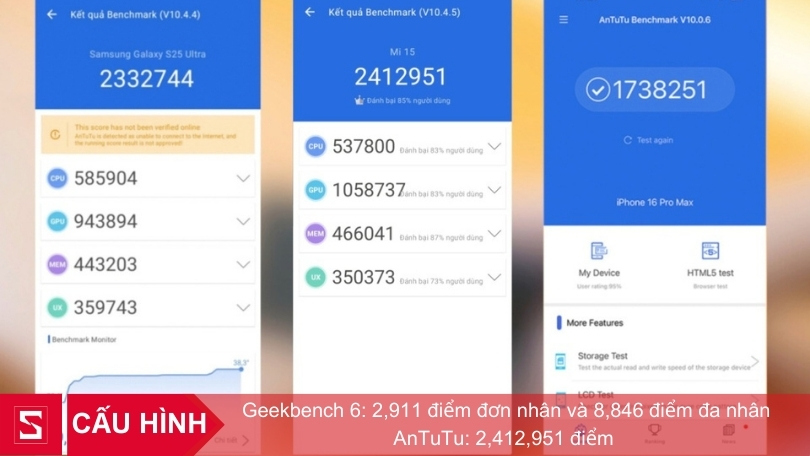 Cấu hình điện thoại Xiaomi 15 mạnh mẽ, đa nhiệm tốt