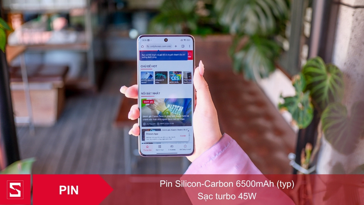 Redmi Note 15 Pro 12GB 256GB tích hợp viên pin 6.500 mAh
